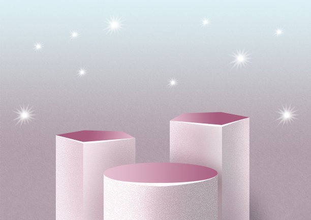一组领奖台。粉红色的3D背景。闪亮的背景。三维渲染图片下载