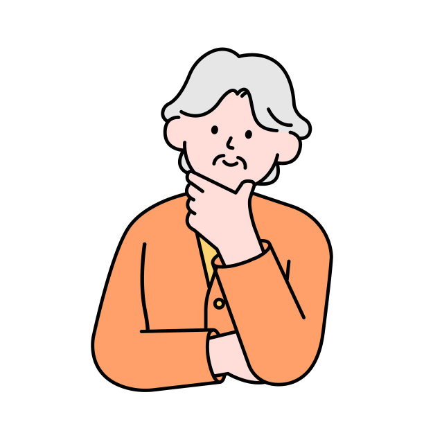 仰望思考的老年妇女简约风格矢量插画图片下载