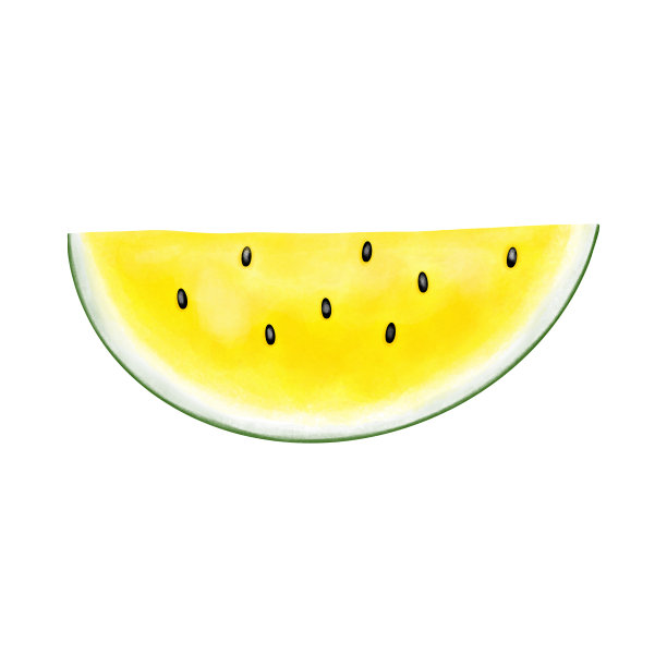 水彩黄色西瓜剪贴画。夏季水果插图孤立的白色背景。图片下载