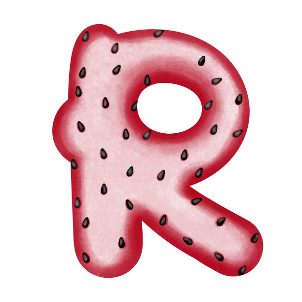 西瓜字母R剪贴画。图片下载