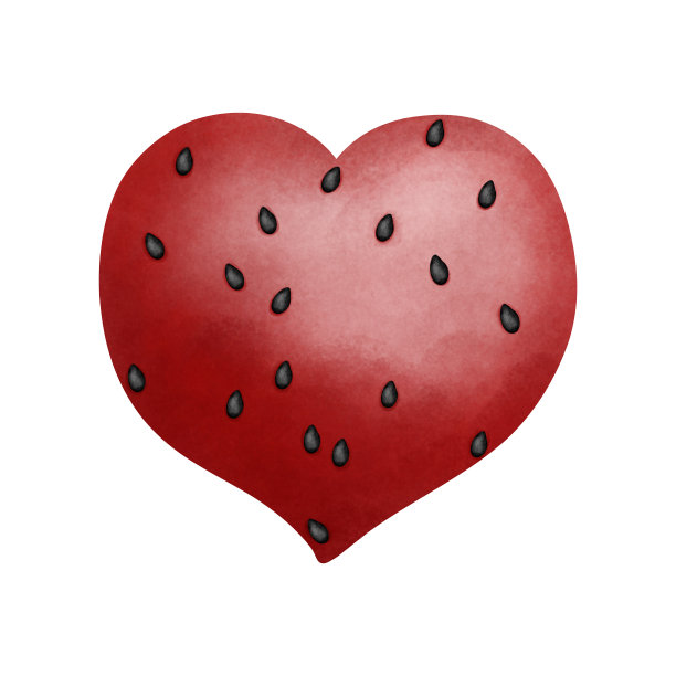 西瓜心形。水彩西瓜插图孤立的白色背景。图片下载