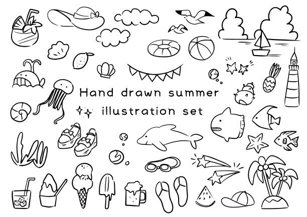 手绘夏季插图集图片下载
