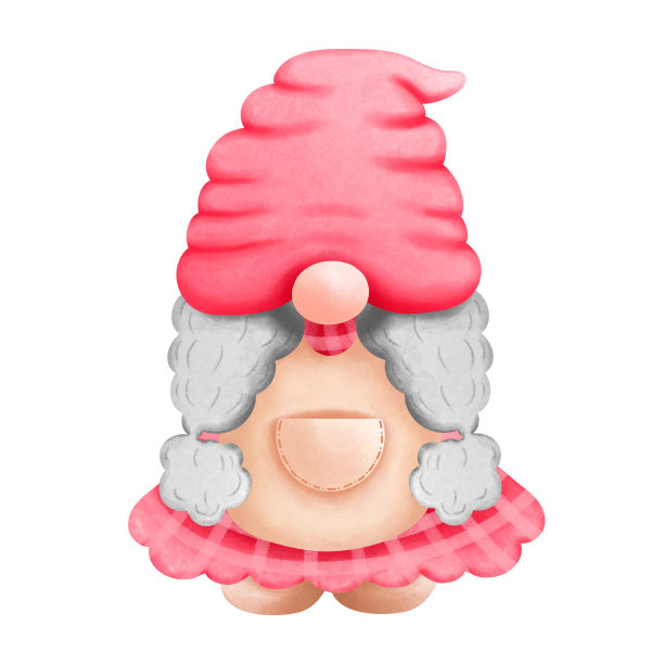 水彩侏儒剪贴画。水彩可爱的侏儒女孩插图孤立的白色背景。图片下载