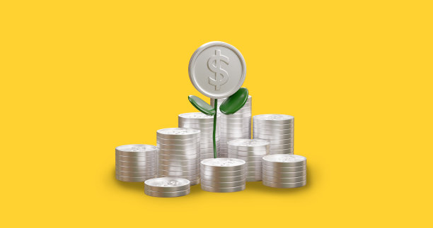 3d渲染种植一堆硬币，为金融和银行的概念和投资增长的钱，3d渲染。图片下载