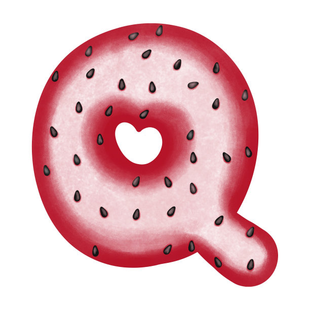 西瓜字母Q剪贴画。图片下载