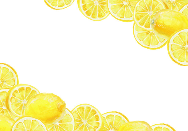 柠檬框架插图与水彩画图片下载