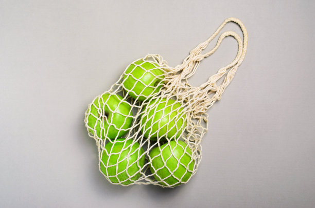 苹果网眼袋，可重复使用的环保棉袋图片下载