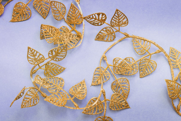 金色的花环在紫色上图片下载