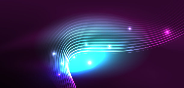 闪亮发光的霓虹灯波或霓虹灯激光秀图片下载