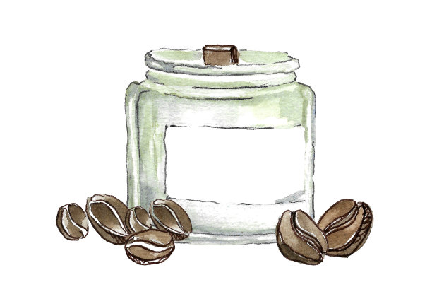 手绘水彩插图一个典型的香味蜡蜡烛图片下载