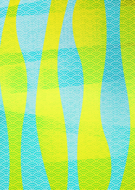 蓝色海浪模式。金色和蓝色渐变背景插图。日本模式。图片下载