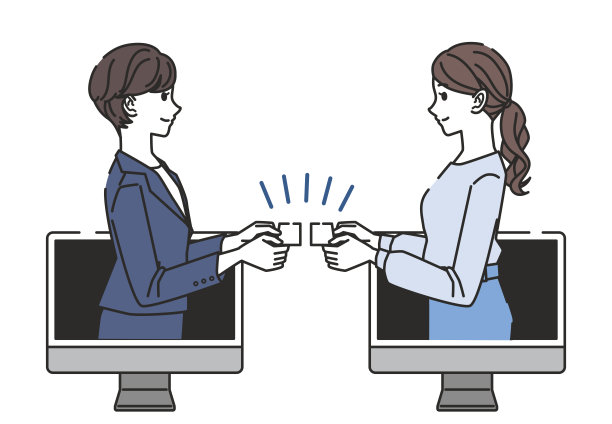 女人们在网上交换名片图片下载