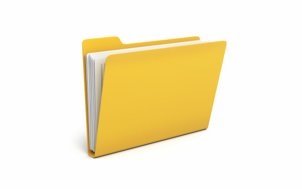 黄色文件夹和文档图标对象+阴影剪切路径图片下载