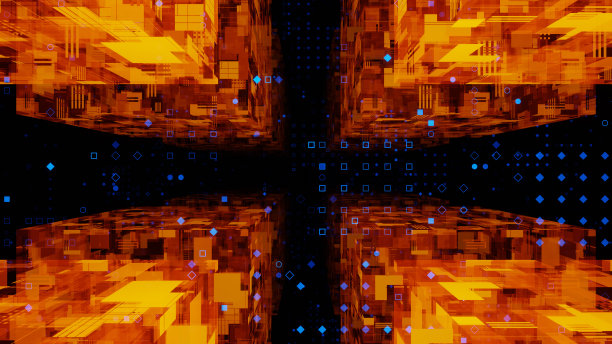 科幻科技隧道背景，高科技网络空间，全息与霓虹灯环境，3D渲染插画图片下载