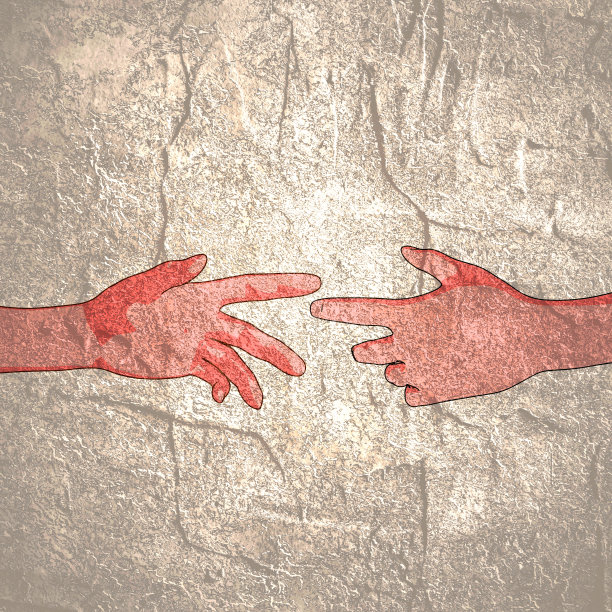 人类的手互相伸出，几乎是触摸。帮助的概念图片下载