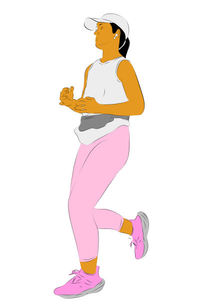 女子热身跑跑，简单的矢量手绘轮廓草图，孤立在白色上图片下载