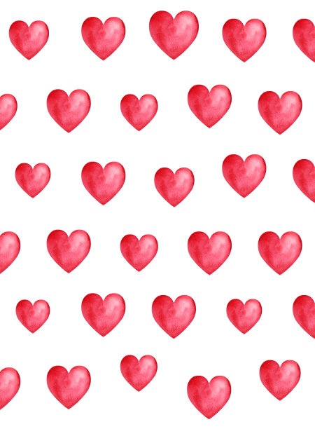 红色水彩心在白色的背景图片下载