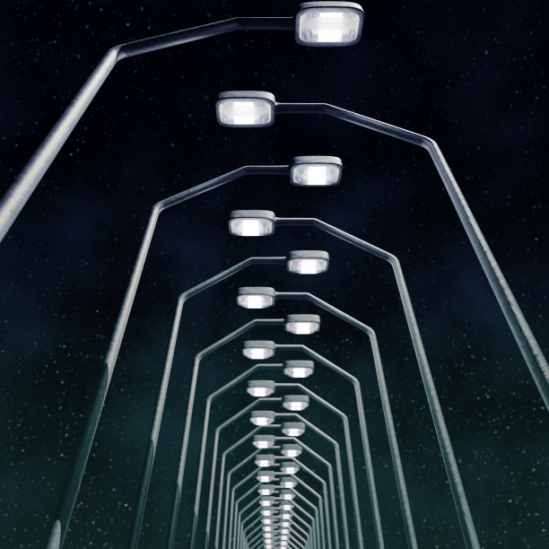 明亮的路灯衬着夜空图片下载