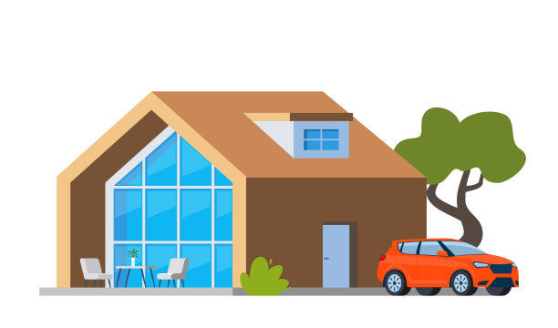 漂亮的现代房子和汽车。豪华别墅外观、乡村别墅、家庭住宅、房地产、SUV轿车。智能住宅概念。矢量插图。图片下载
