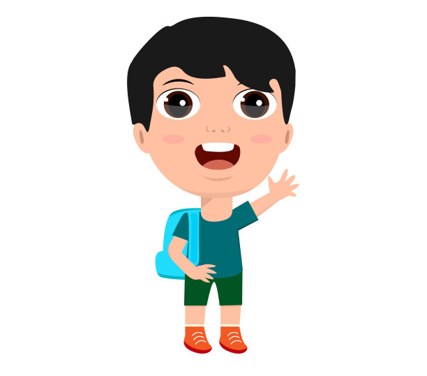 小女孩小男孩小女孩小女孩背包客欢乐笑问候你好再见标志教育小学幼儿园概念图片下载