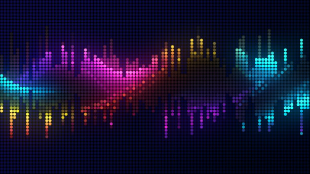 音频波形频谱记录彩色点数字抽象概念的人工智能声音工具图片下载