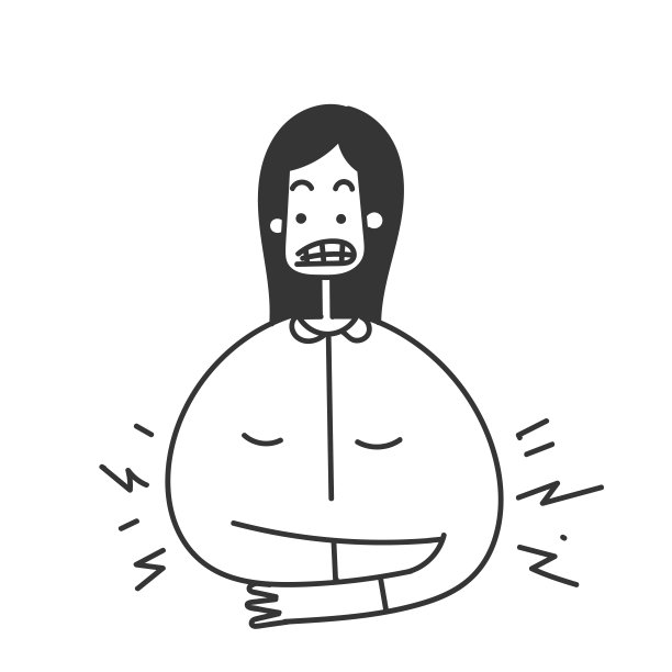 手绘涂鸦女孩腹部胃痛插图图片下载