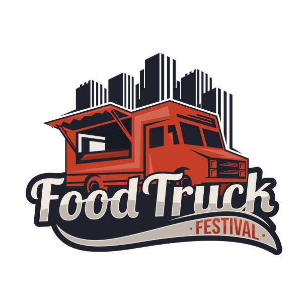 美食卡车节的复古外观与天际线图片下载