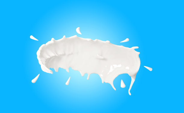 3d牛奶波纹飞溅隔离在蓝色背景。3d渲染插图，包括剪辑路径图片下载