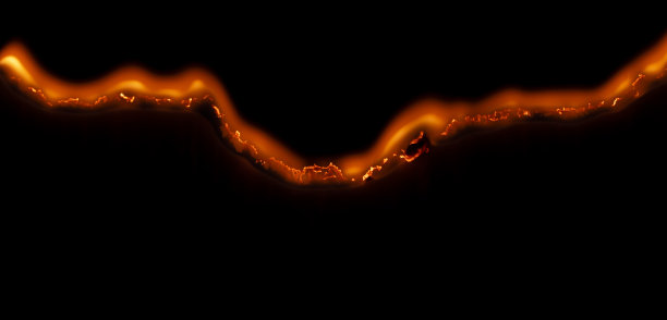 燃烧的纸，在黑色背景上发光的纸边图片下载