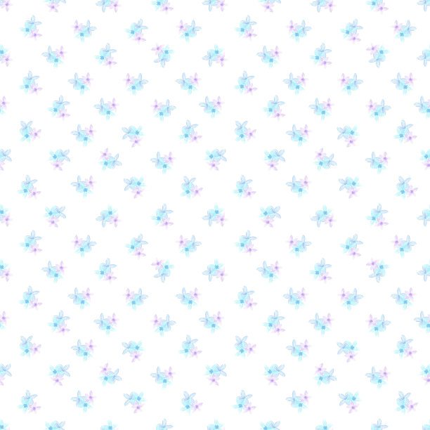 手绘水彩小蓝花无缝图案隔离在白色背景。可用于儿童纺织品、包装纸、纺织品。图片下载