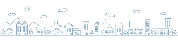 景观城市景观可编辑的线矢量插图图片下载