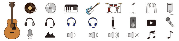 乐器行可编辑的图标集集合向量图片下载