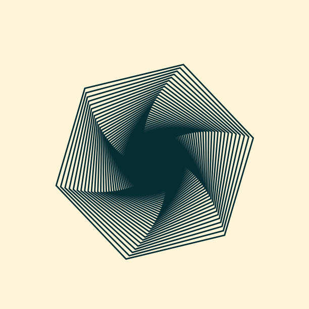 几何分形六边形螺旋标志会徽。图片下载
