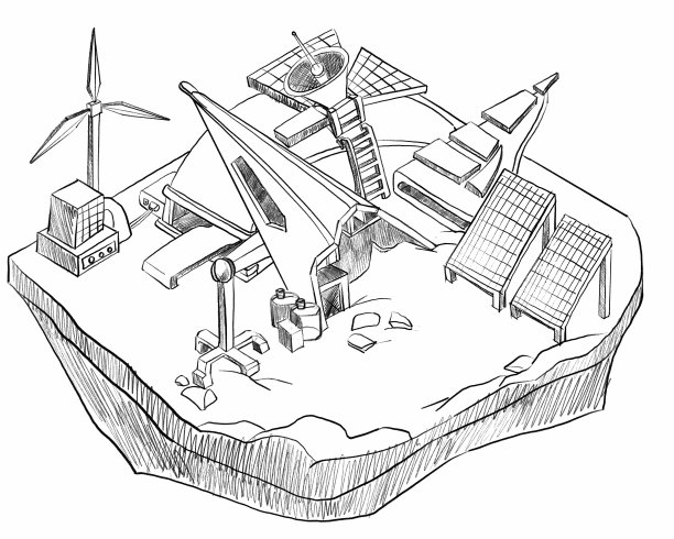 宇航员的科幻之家，概念艺术草图图片下载