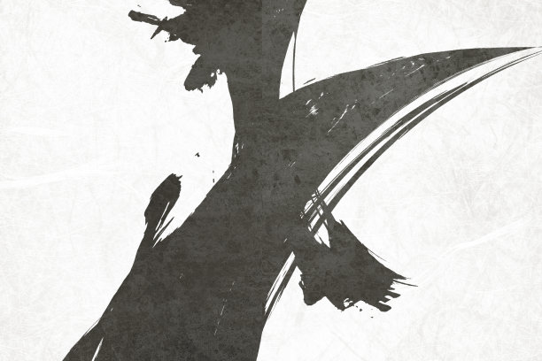 白色背景上的黑色笔触。日本风格。抽象水墨背景。黑色颜料在白纸上画出纹理。图片下载