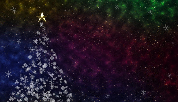 新年快乐，圣诞快乐!可以用作明信片，互联网横幅或传单。插图有文字的空间，复制的空间。图片下载