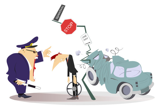 交通事故。交通警察。汽车司机图片下载