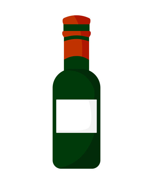 绿色的油或葡萄酒玻璃瓶的卡通插图孤立在白色的背景。矢量产品包装设计元素。图片下载