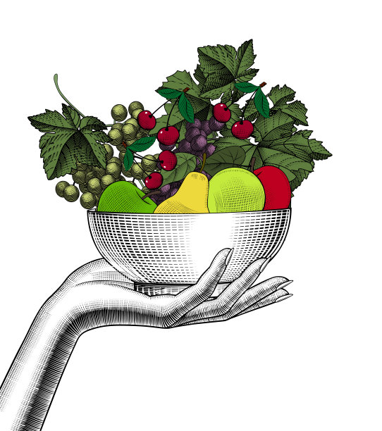 一个女人拿着水果盘的手。图片下载