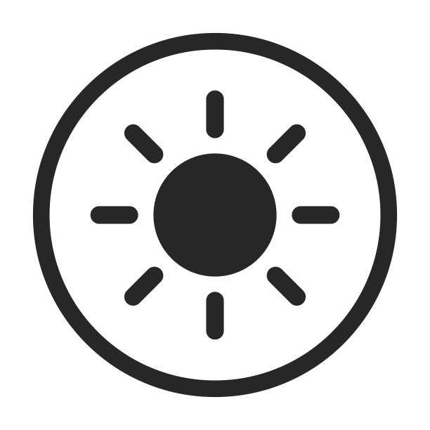 圆形太阳按钮。亮度调节按钮。向量。图片下载