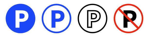 停车场标志图标集。停车区域及禁止停车区域。向量。图片下载