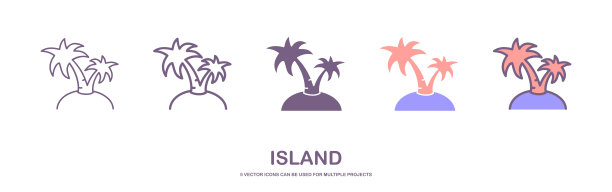 海岛线性图标概念。岛线矢量符号。岛屿图标矢量，符号，插图。图片下载