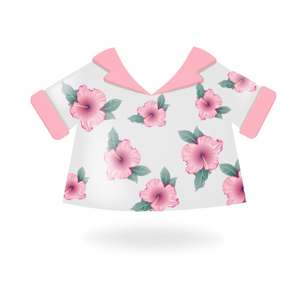 服装图标，夏季明亮的3d印花衬衫。体积插图。EPS 10矢量图片下载