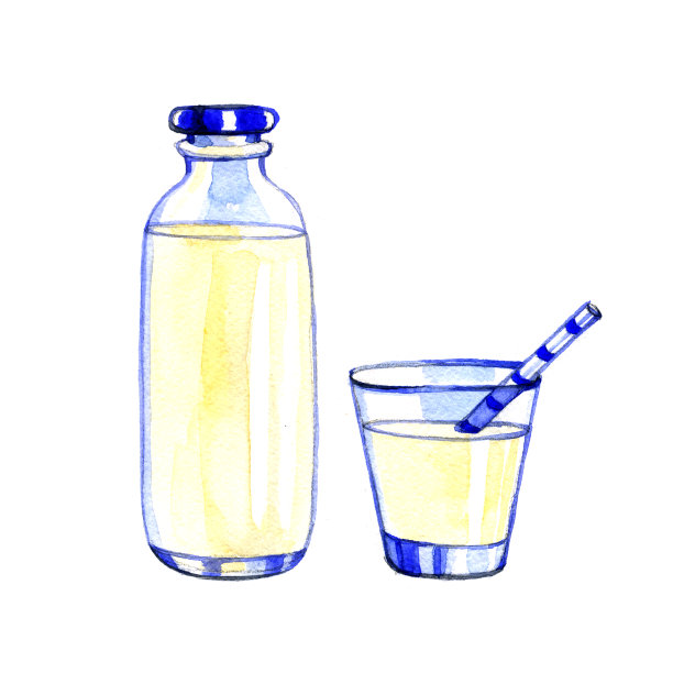 水彩鲜奶产品隔离在白色背景。图片下载