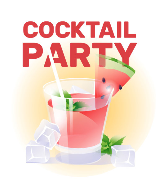 西瓜鸡尾酒，加薄荷和冰块。白色背景。海滩，夏季聚会或活动，度假和娱乐的概念。矢量图图片下载