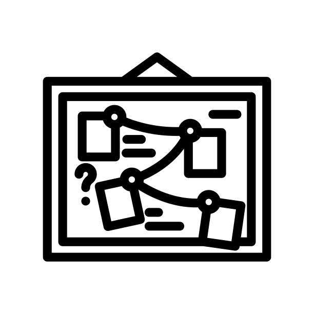 调查性新闻新闻媒体线图标矢量插图图片下载