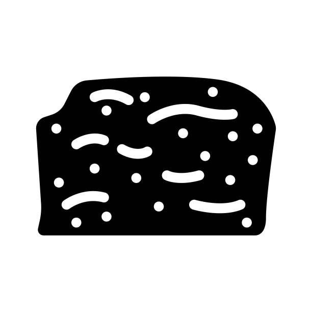 香蕉面包片食品零食字形图标矢量插图图片下载