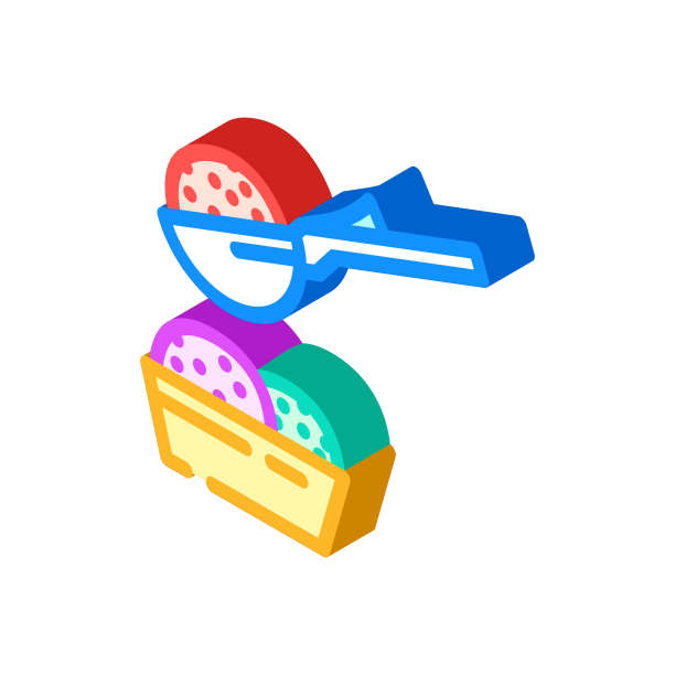 那不勒斯冰淇淋勺食品零食等距图标矢量插图图片下载