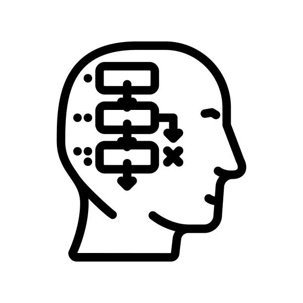 逻辑数学科学教育线图标矢量插图图片下载