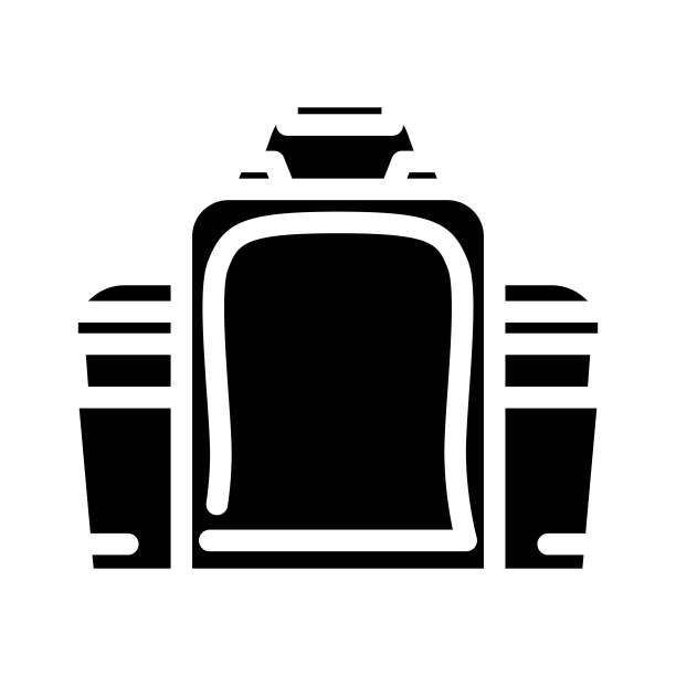 午餐盒袋健康的字形图标矢量插图图片下载